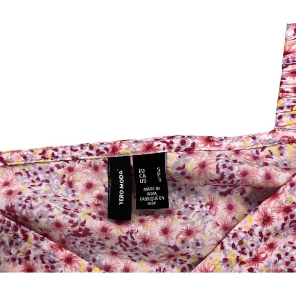 VERO MODA Womens Henna Floral Tie Front Cropped Top Size S Parfait Pink NWOT - Picture 6 of 6